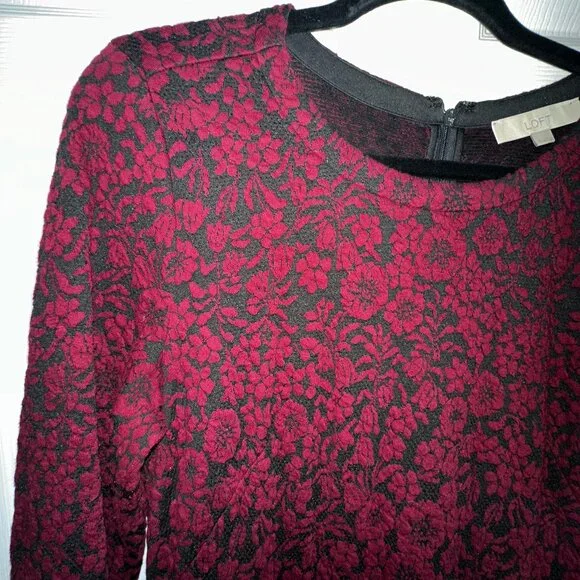 Loft Long Sleeve Floral Fit and Flare Dress - Picture 2 of 4